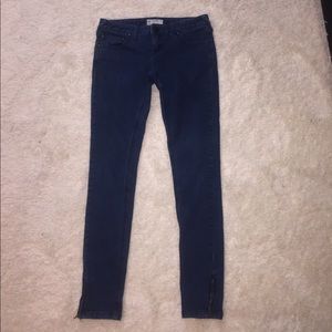 FREE PEOPLE Dark Wash Stretch Skinny Ankle Zip Jeans